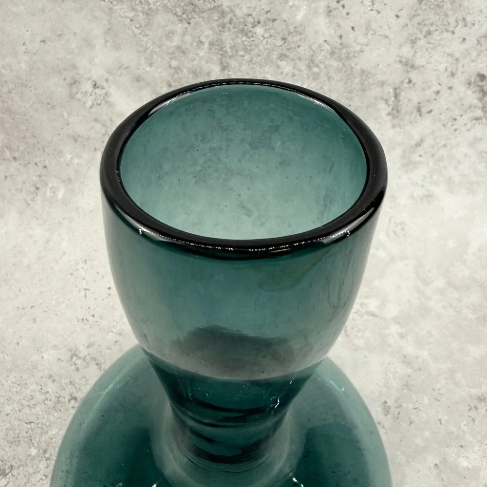Vintage Blenko 5712 Charcoal Glass Vase Bottle Wayne Husted Mid Century 10